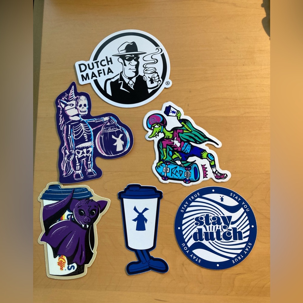 Rare Hard to Find Dutch Bros Stickers Lot of 6 Christmas Halloween Arizona,